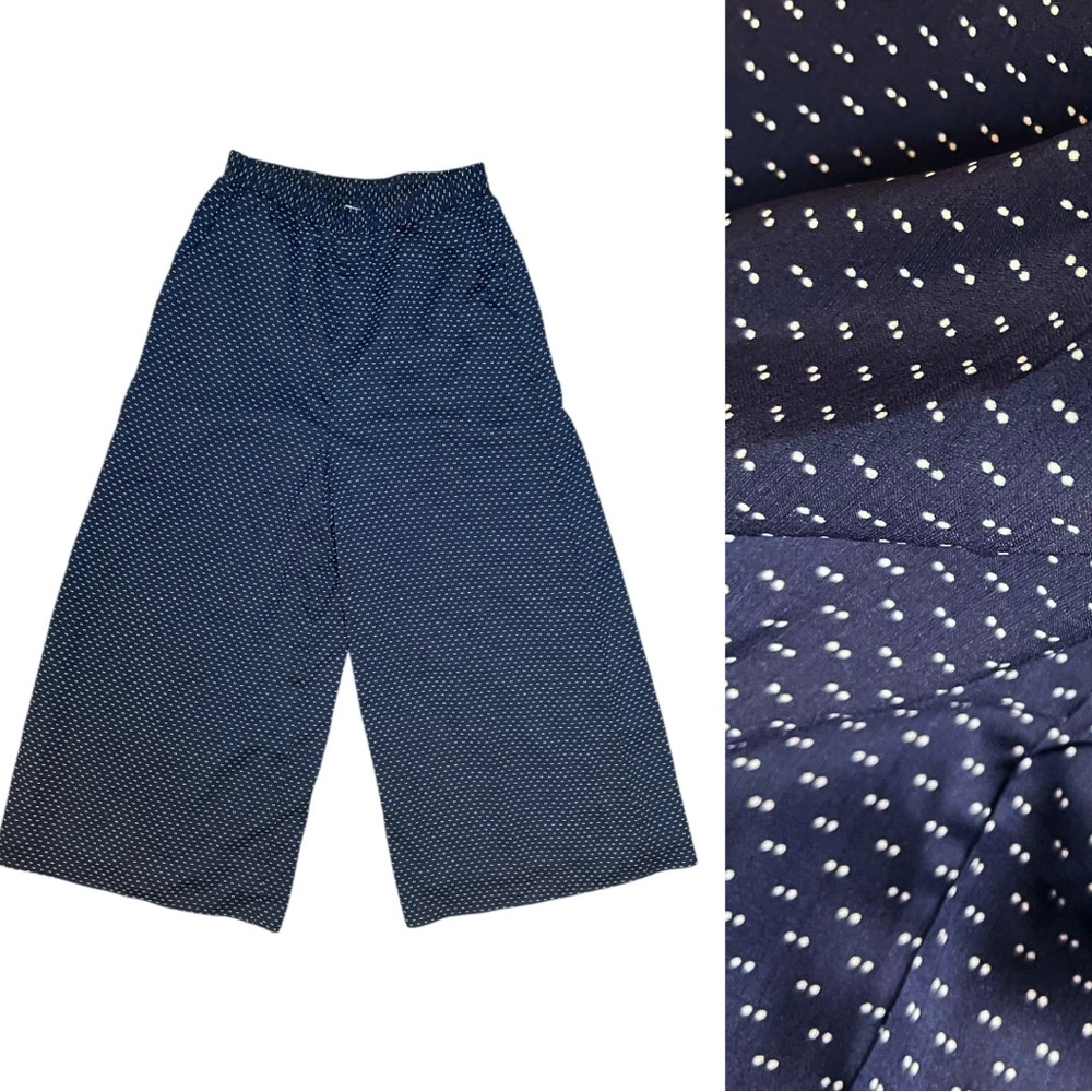Molly Bracken Women’s Wide Leg Navy Pin Polka Dot Pants Size Small Casual